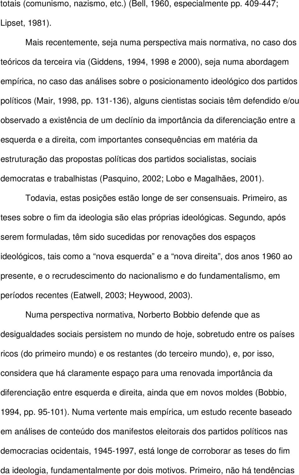 ideológico dos partidos políticos (Mair, 1998, pp.