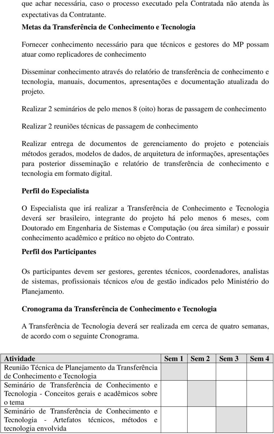 do relatório de transferência de conhecimento e tecnologia, manuais, documentos, apresentações e documentação atualizada do projeto.