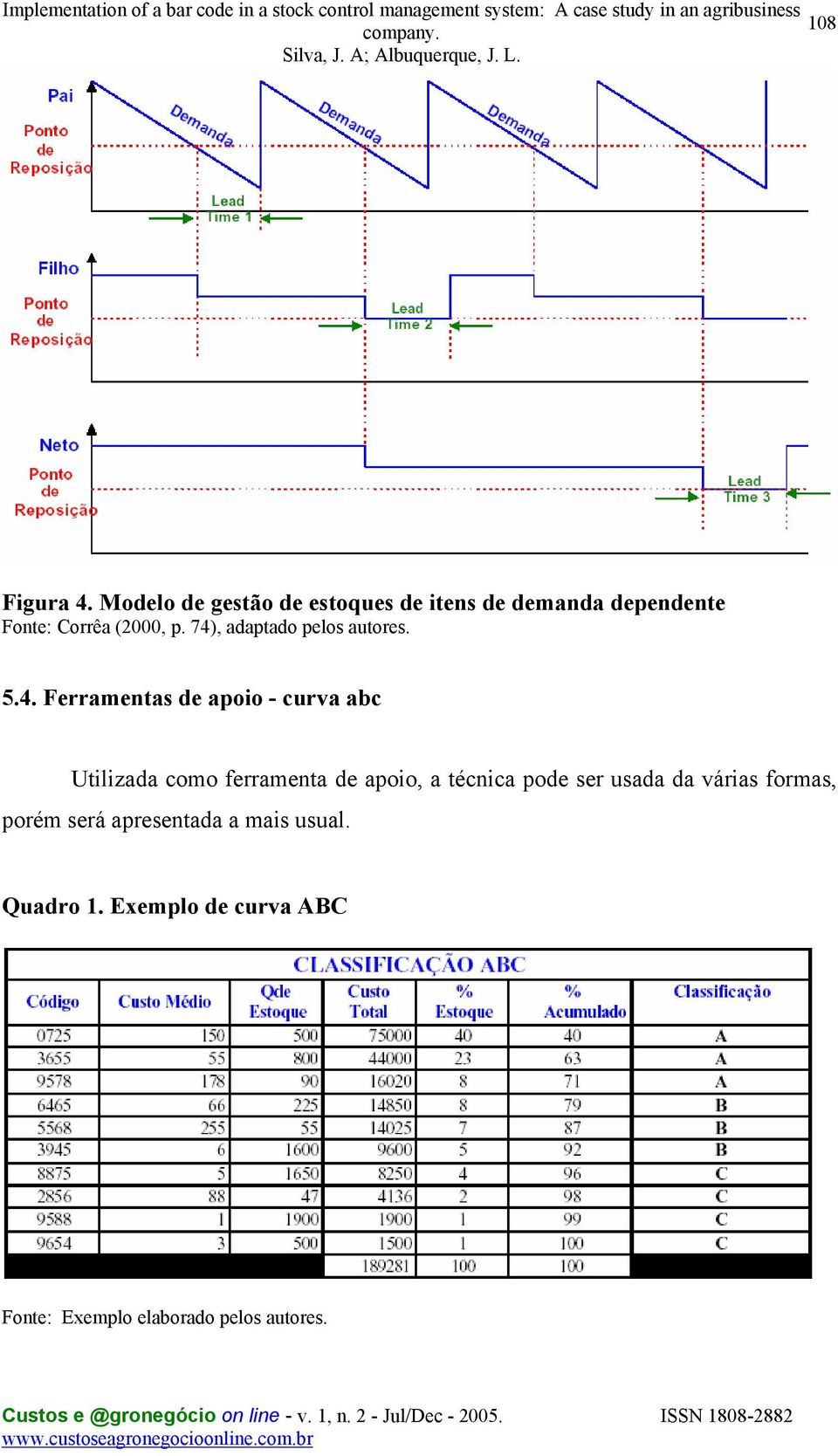 74), adaptado pelos autores. 5.4. Ferramentas de apoio - curva abc Utilizada como