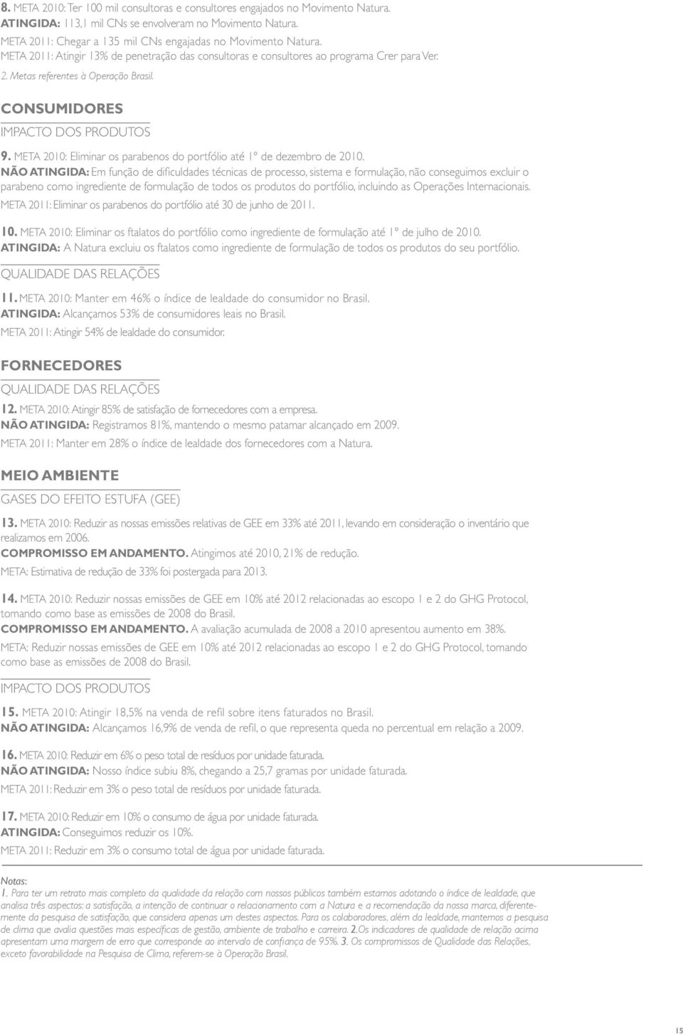 CONSUMIDORES IMPACTO DOS PRODUTOS 9. META 2010: Eliminar os parabenos do portfólio até 1 de dezembro de 2010.