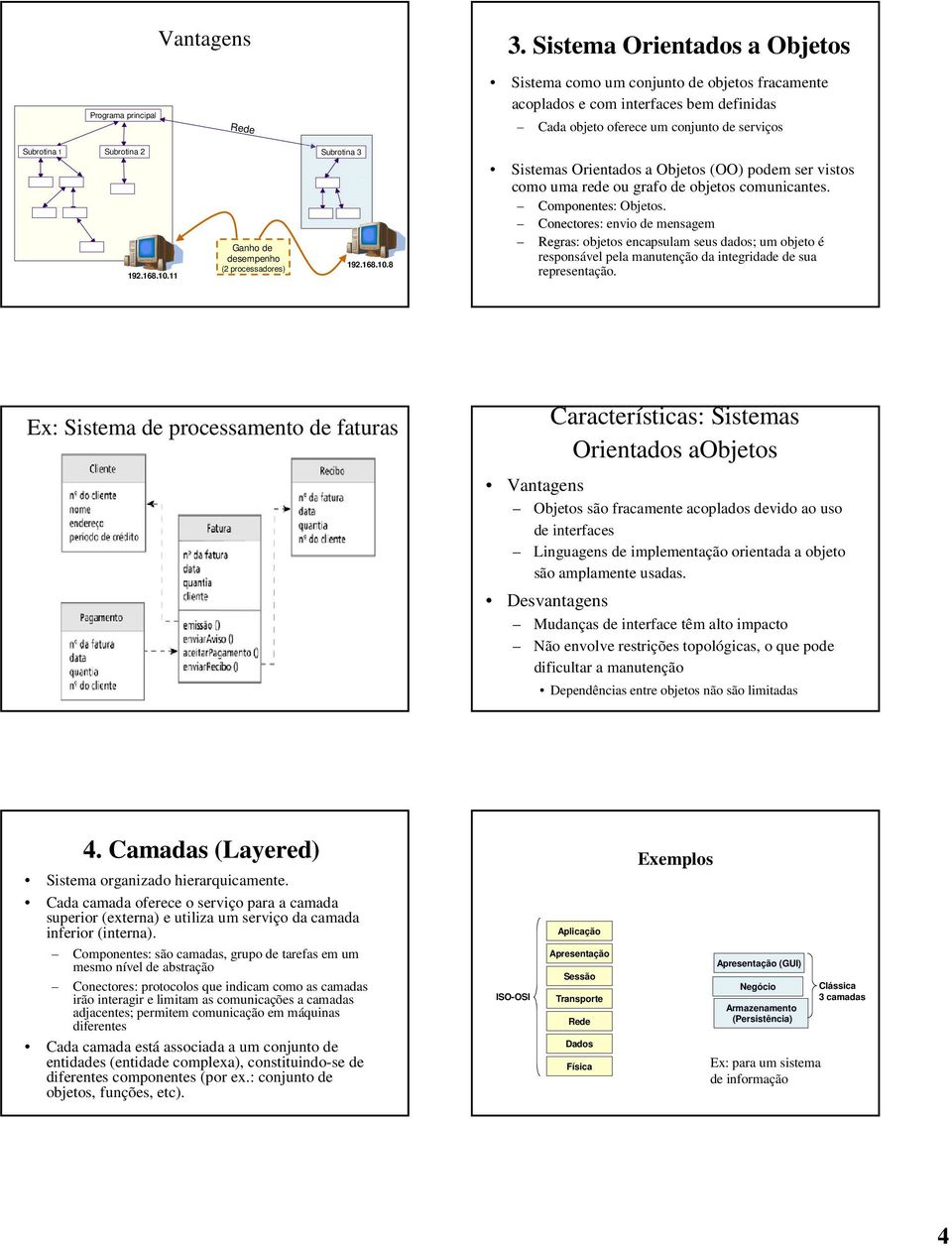 11 Ganho de desempenho (2 processadores) Subrotina 3 192.168.10.8 Sistemas Orientados a Objetos (OO) podem ser vistos como uma rede ou grafo de objetos comunicantes. Componentes: Objetos.