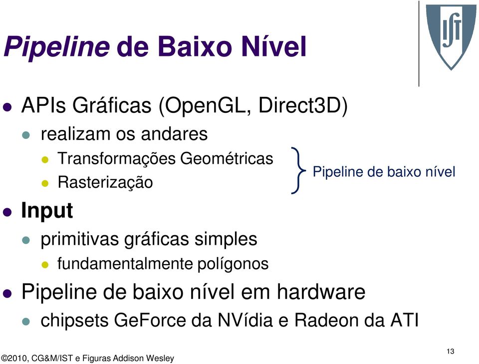 gráficas simples fundamentalmente polígonos Pipeline de baixo nível em