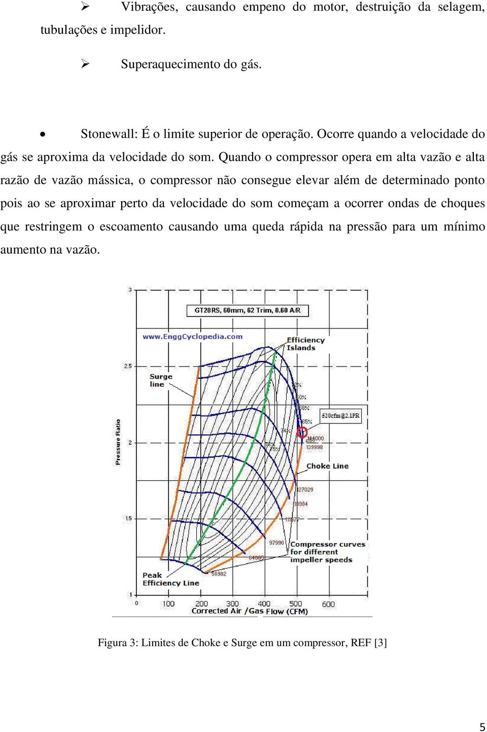 Quando o compressor opera em alta vazão e alta razão de vazão mássica, o compressor não consegue elevar além de determinado ponto pois ao se