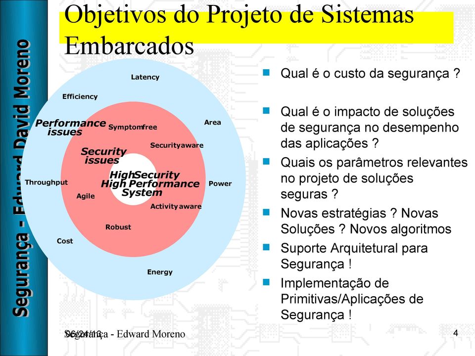 Quais os parâmetros relevantes no projeto de soluções seguras? Novas estratégias? Novas Soluções?