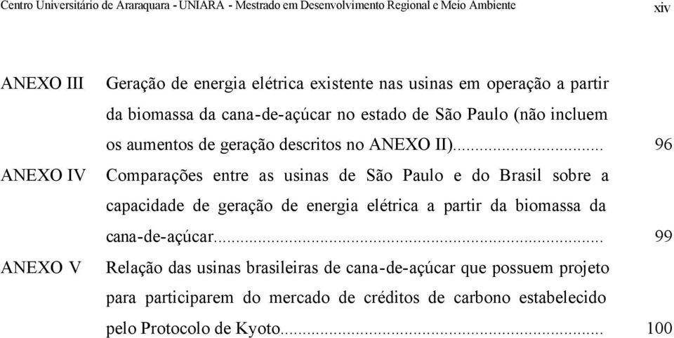 .. 96 Comparações entre as usinas de São Paulo e do Brasil sobre a capacidade de geração de energia elétrica a partir da biomassa da cana-de-açúcar.