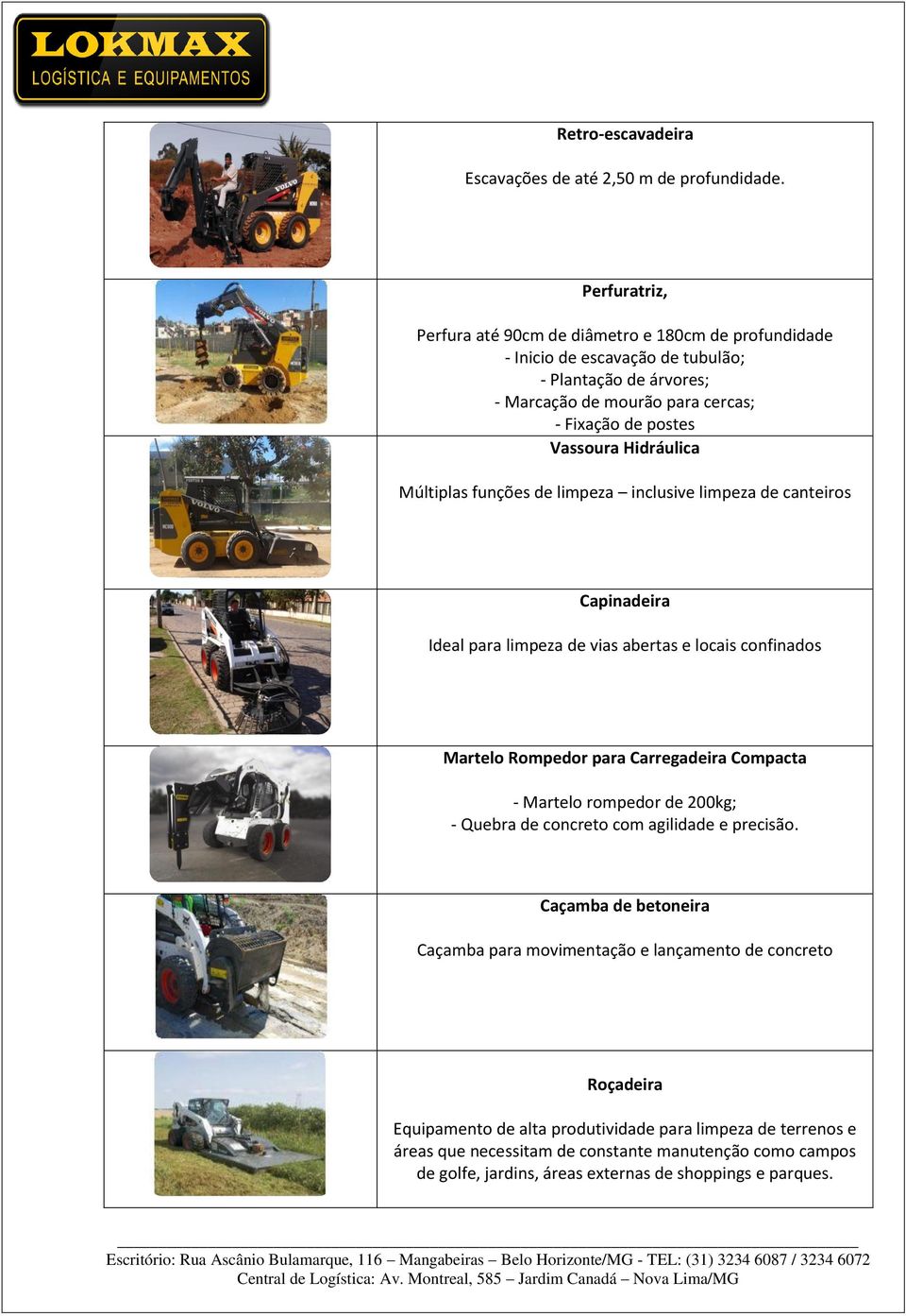 Hidráulica Múltiplas funções de limpeza inclusive limpeza de canteiros Capinadeira Ideal para limpeza de vias abertas e locais confinados Martelo Rompedor para Carregadeira Compacta -