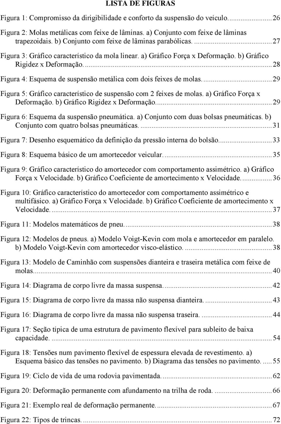 ..28 Figura 4: Esquema de suspensão metálica com dois feixes de molas...29 Figura 5: Gráfico característico de suspensão com 2 feixes de molas. a) Gráfico Força x eformação.