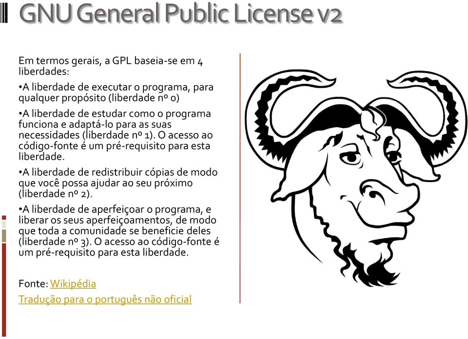 A liberdade de redistribuir cópias de modo que você possa ajudar ao seu próximo (liberdade nº 2).