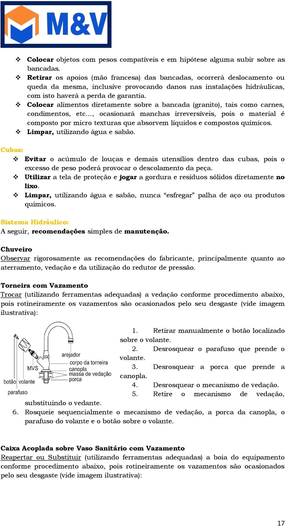 Colocar alimentos diretamente sobre a bancada (granito), tais como carnes, condimentos, etc.