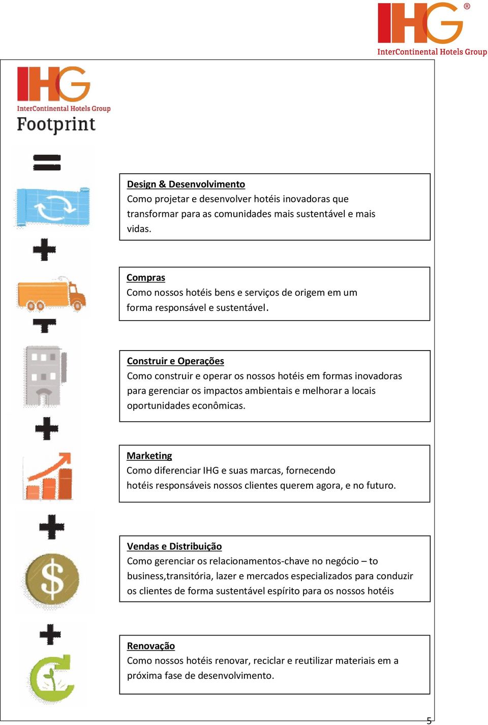 Construir e Operações Como construir e operar os nossos hotéis em formas inovadoras para gerenciar os impactos ambientais e melhorar a locais oportunidades econômicas.