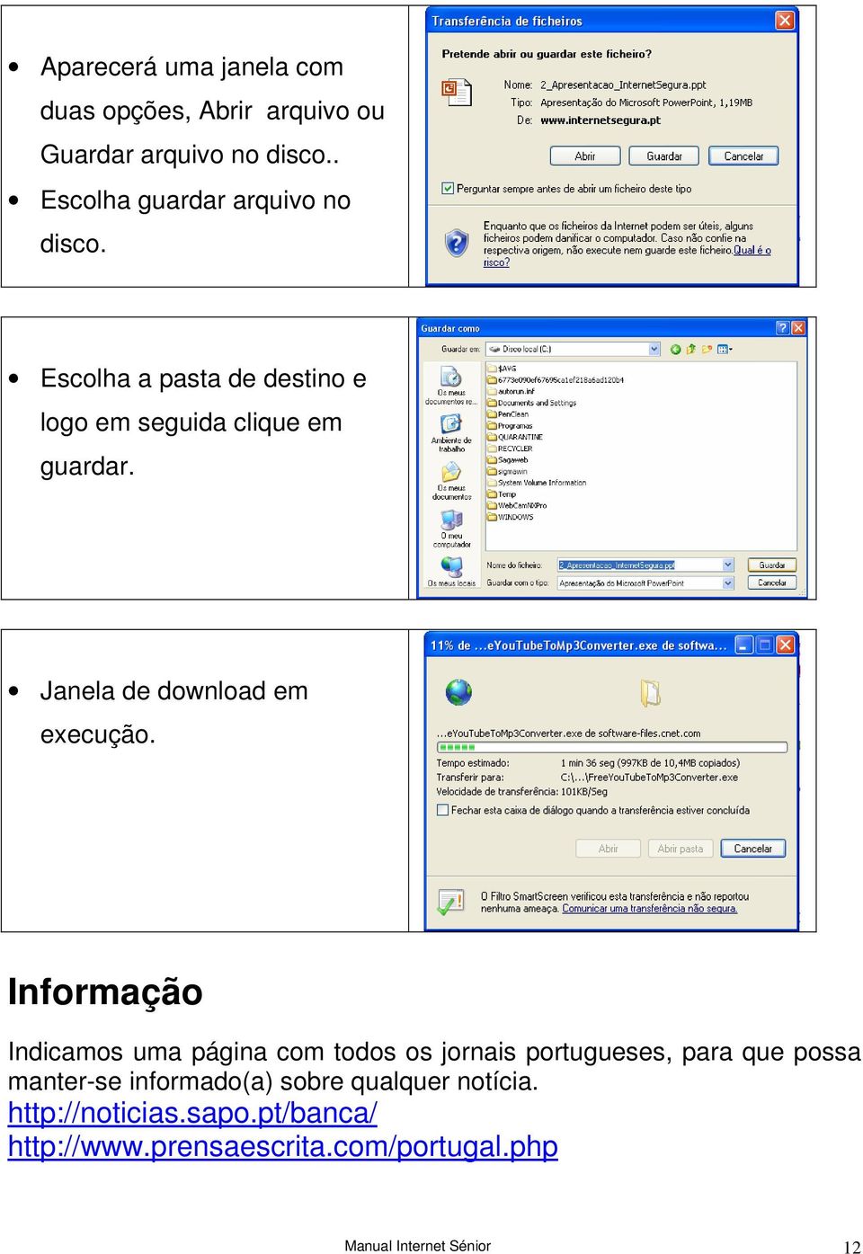 Janela de download em execução.