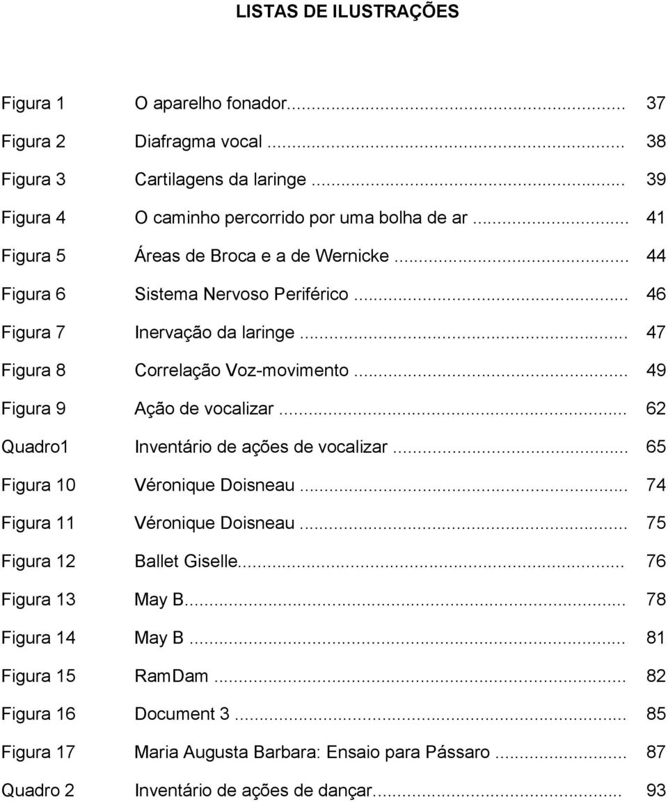 .. 49 Figura 9 Ação de vocalizar... 62 Quadro1 Inventário de ações de vocalizar... 65 Figura 10 Véronique Doisneau... 74 Figura 11 Véronique Doisneau... 75 Figura 12 Ballet Giselle.