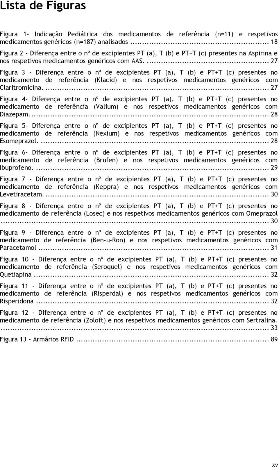 ... 27 Figura 3 - Diferença entre o nº de excipientes PT (a), T (b) e PT+T (c) presentes no medicamento de referência (Klacid) e nos respetivos medicamentos genéricos com Claritromicina.