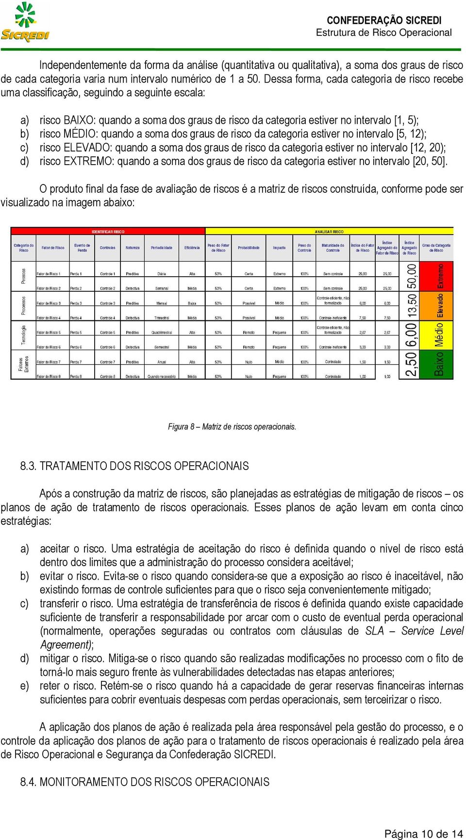 quando a soma dos graus de risco da categoria estiver no intervalo [5, 12); c) risco ELEVADO: quando a soma dos graus de risco da categoria estiver no intervalo [12, 20); d) risco EXTREMO: quando a