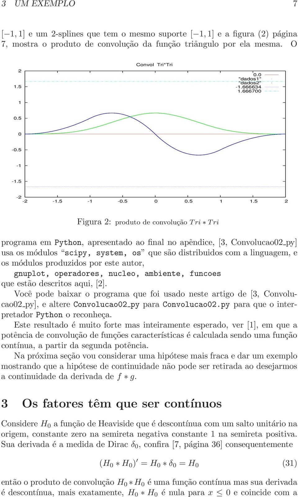 5 2 Figur 2: produto de convolução Tri Tri progrm em Python, presentdo o finl no pêndice, [3, Convoluco02 py] us os módulos scipy, system, os que são distribuidos com lingugem, e os módulos