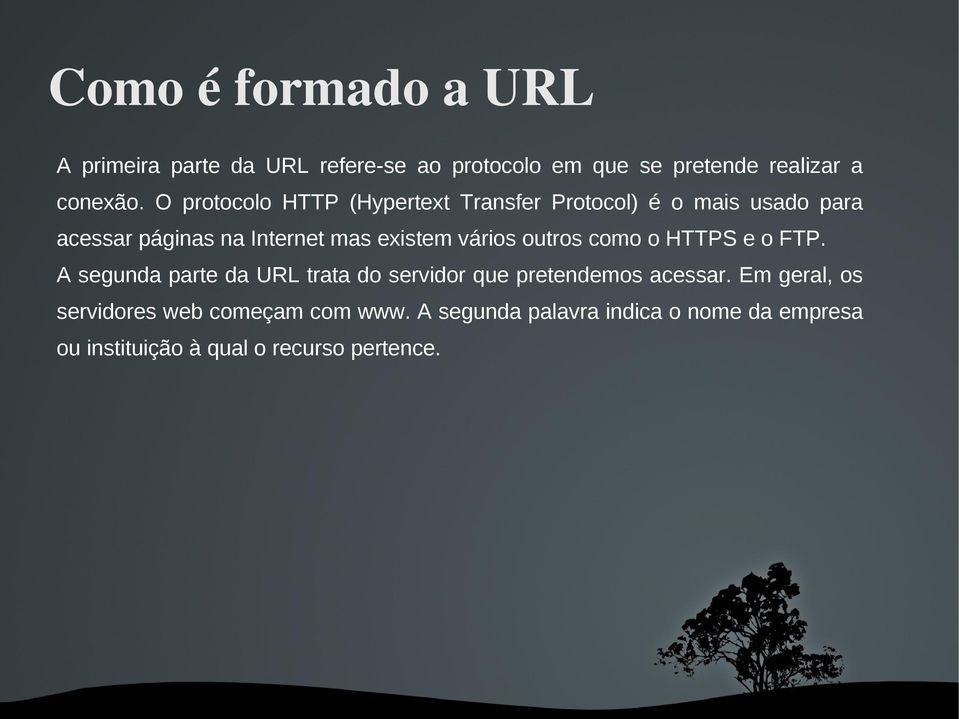 vários outros como o HTTPS e o FTP. A segunda parte da URL trata do servidor que pretendemos acessar.