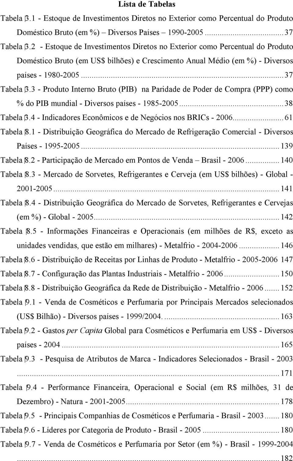 3 - Produto Interno Bruto (PIB) na Paridade de Poder de Compra (PPP) como % do PIB mundial - Diversos países - 1985-2005...38 Tabela 3.4 - Indicadores Econômicos e de Negócios nos BRICs - 2006.