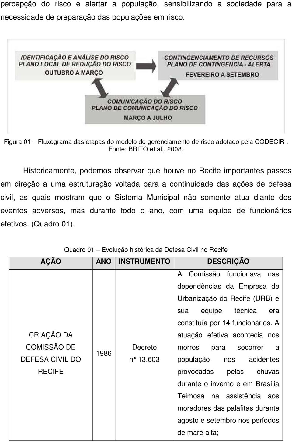 Historicamente, podemos observar que houve no Recife importantes passos em direção a uma estruturação voltada para a continuidade das ações de defesa civil, as quais mostram que o Sistema Municipal