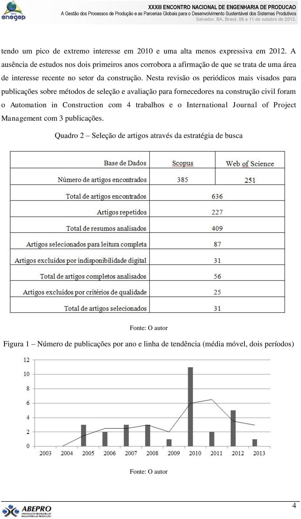 Nesta revisão os periódicos mais visados para publicações sobre métodos de seleção e avaliação para fornecedores na construção civil foram o Automation in