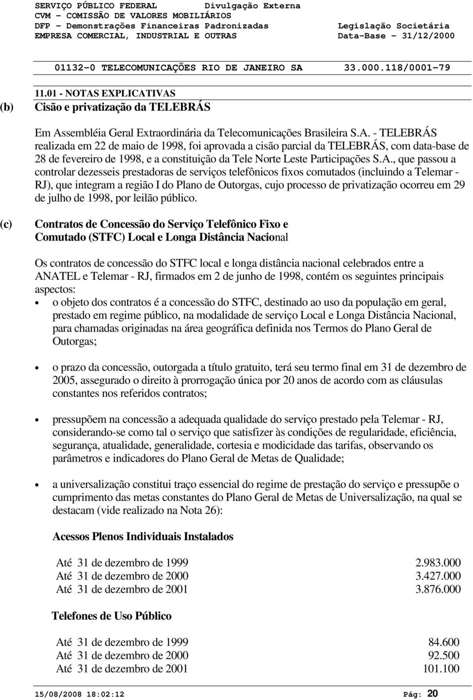 ocorreu em 29 de julho de 1998, por leilão público.