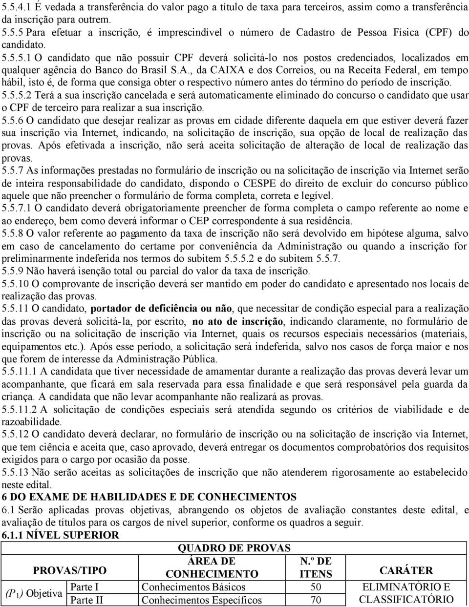 , da CAIXA e dos Correios, ou na Receita Federal, em tempo hábil, isto é, de forma que consiga obter o respectivo número antes do término do período de inscrição. 5.