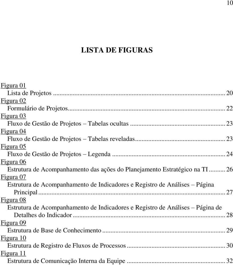 .. 24 Figura 06 Estrutura de Acompanhamento das ações do Planejamento Estratégico na TI... 26 Figura 07 Estrutura de Acompanhamento de Indicadores e Registro de Análises Página Principal.