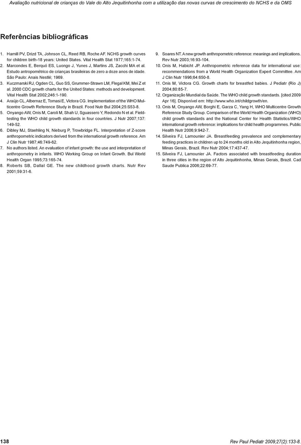 . Marcondes E, Berquó ES, Luongo J, Yunes J, Martins JS, Zacchi MA et al. Estudo antropométrico de crianças brasileiras de zero a doze anos de idade. São Paulo: Anais Nestlé; 1969. 3.