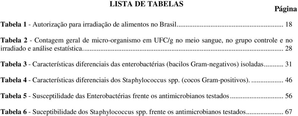 ... 28 Tabela 3 - Características diferenciais das enterobactérias (bacilos Gram-negativos) isoladas.