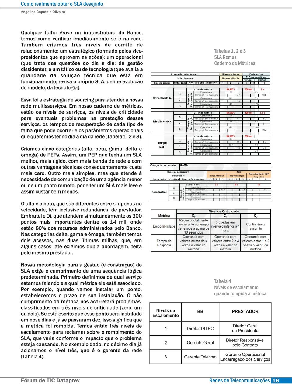 dissidente); e um tático ou de tecnologia (que avalia a qualidade da solução técnica que está em funcionamento; revisa o próprio SLA; define evolução do modelo, da tecnologia).