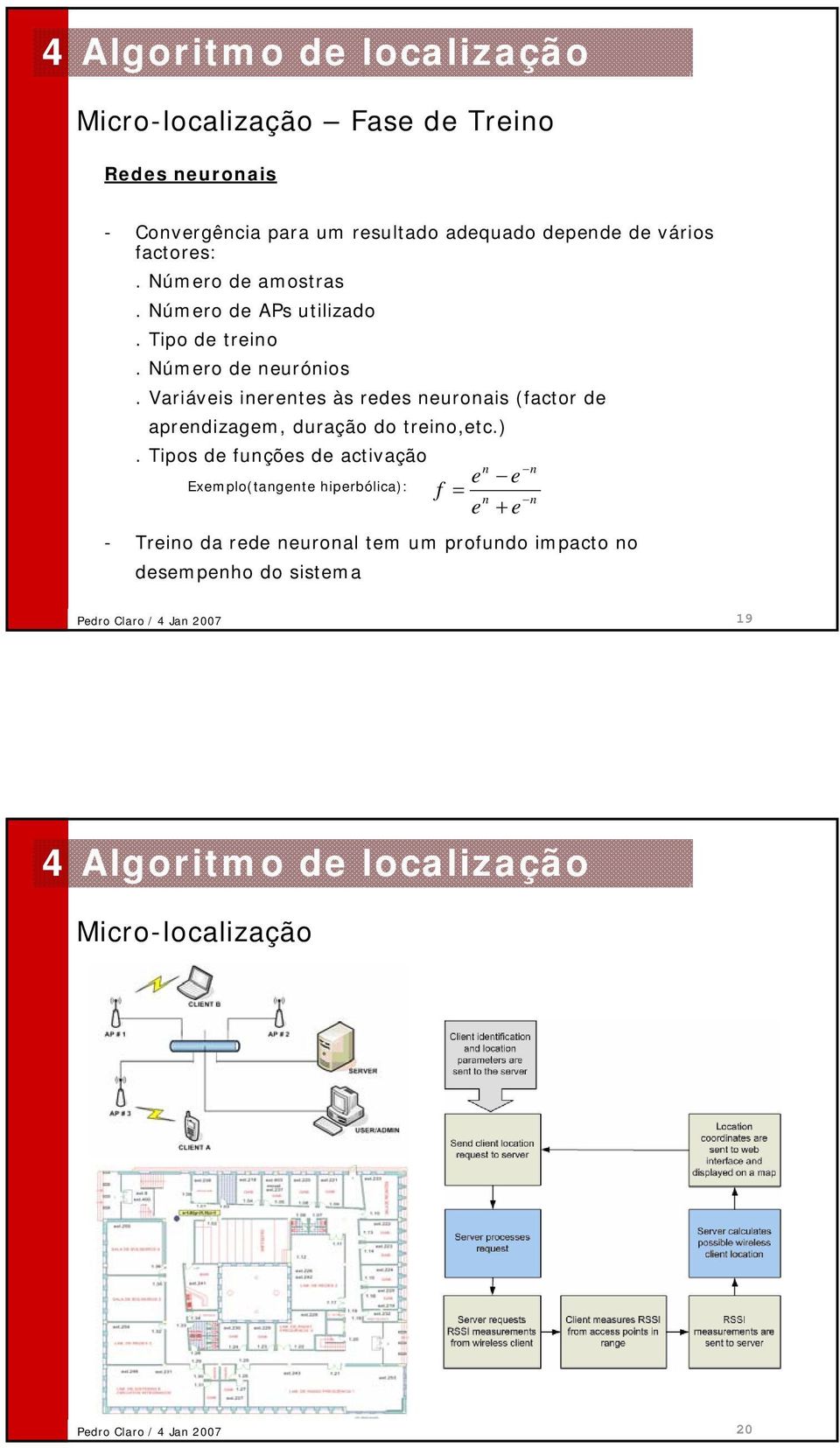 Variáveis inerentes às redes neuronais (factor de aprendizagem, duração do treino,etc.).