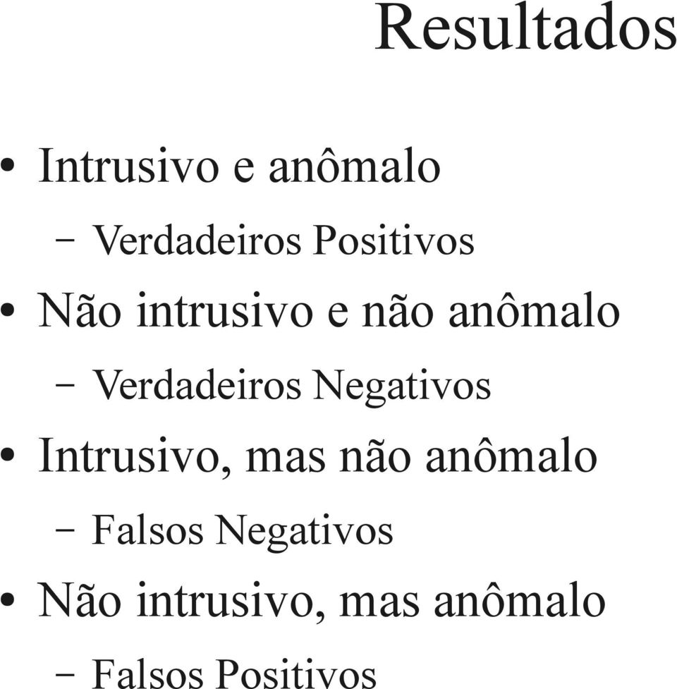 Verdadeiros Negativos Intrusivo, mas não