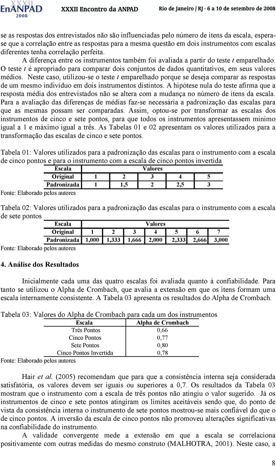 O teste t é apropriado para comparar dois conjuntos de dados quantitativos, em seus valores médios.