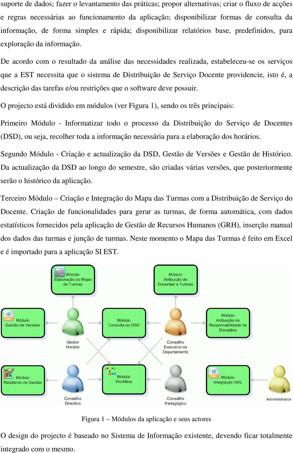 De acordo com o resultado da análise das necessidades realizada, estabeleceu-se os serviços que a EST necessita que o sistema de Distribuição de Serviço Docente providencie, isto é, a descrição das