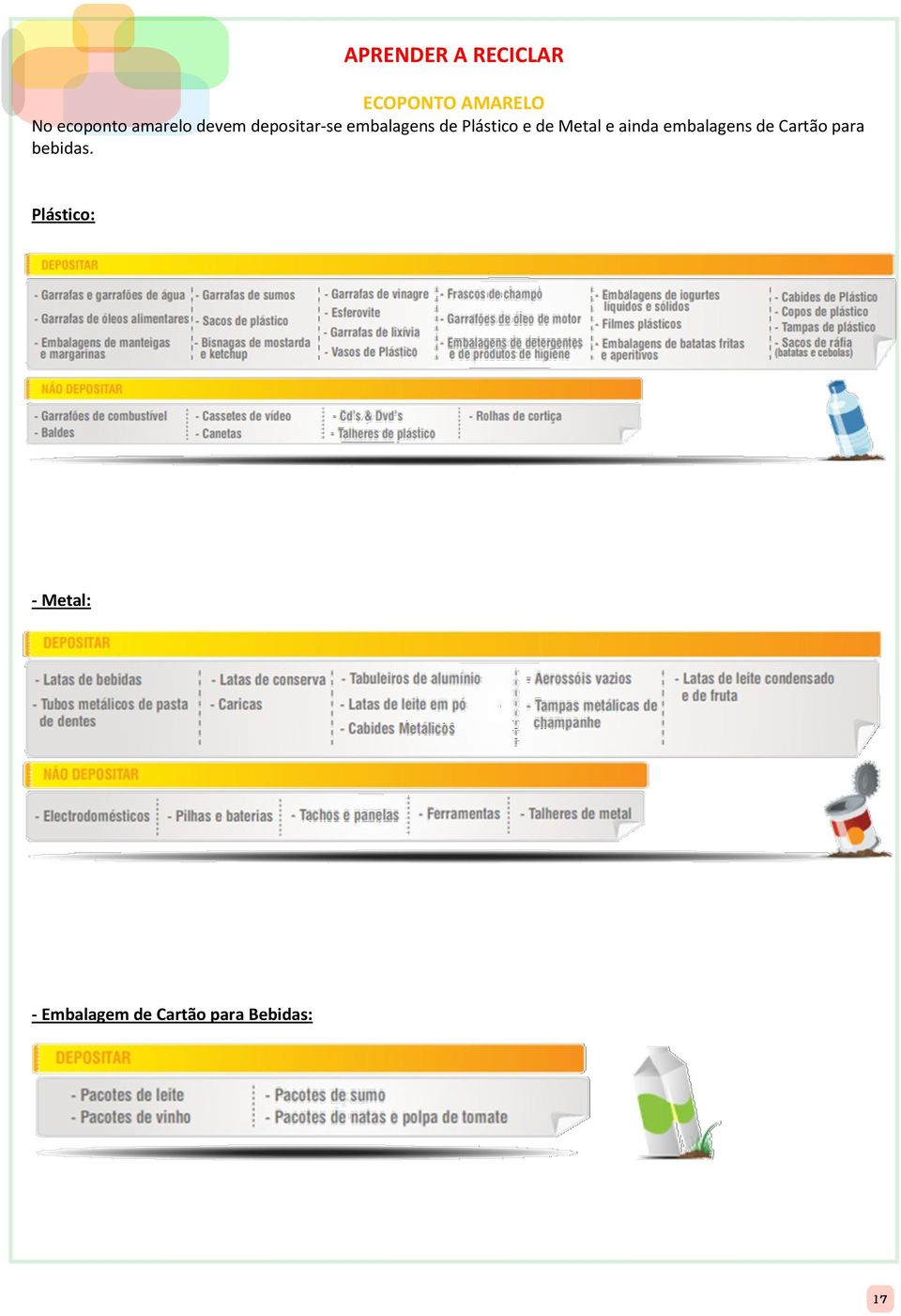 de Metal e ainda embalagens de Cartão para bebidas.