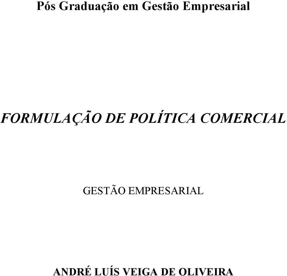 POLÍTICA COMERCIAL GESTÃO