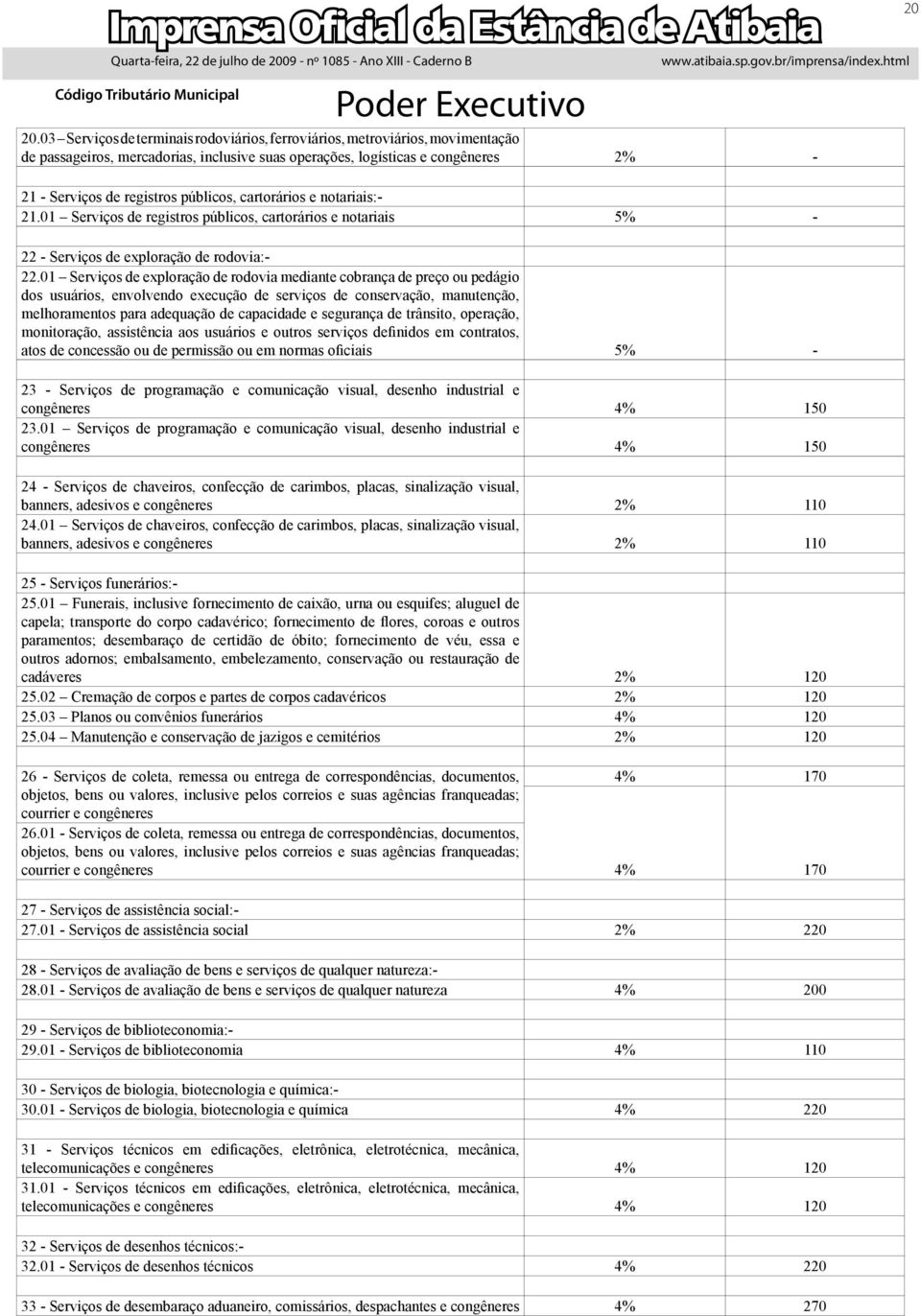 01 Serviços de exploração de rodovia mediante cobrança de preço ou pedágio dos usuários, envolvendo execução de serviços de conservação, manutenção, melhoramentos para adequação de capacidade e