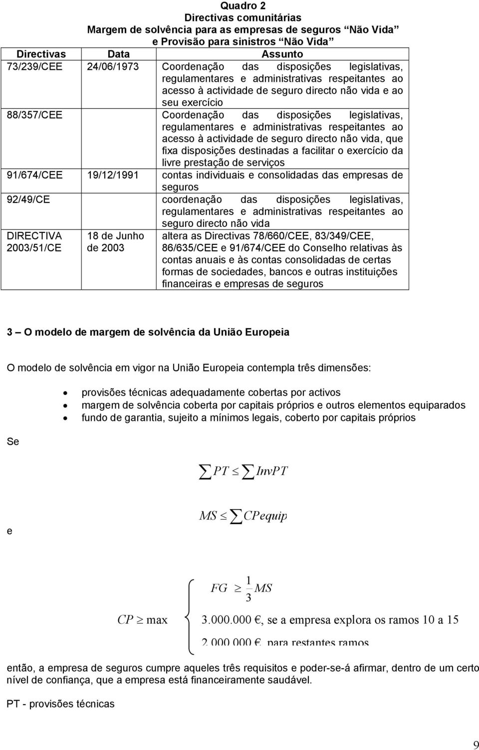 administrativas respeitantes ao acesso à actividade de seguro directo não vida, que fixa disposições destinadas a facilitar o exercício da livre prestação de serviços 91/674/CEE 19/12/1991 contas