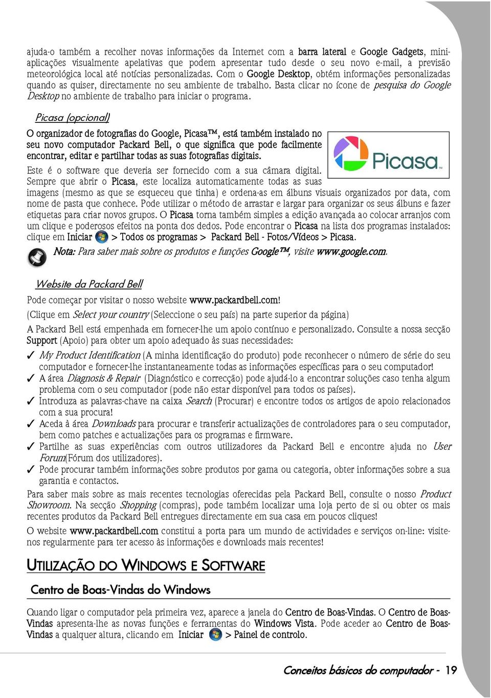 Basta clicar no ícone de pesquisa do Google Desktop no ambiente de trabalho para iniciar o programa.