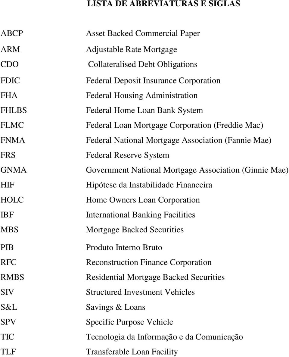 Association (Fannie Mae) Federal Reserve System Government National Mortgage Association (Ginnie Mae) Hipótese da Instabilidade Financeira Home Owners Loan Corporation International Banking