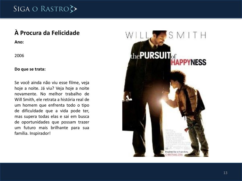 No melhor trabalho de Will Smith, ele retrata a história real de um homem que enfrenta todo o