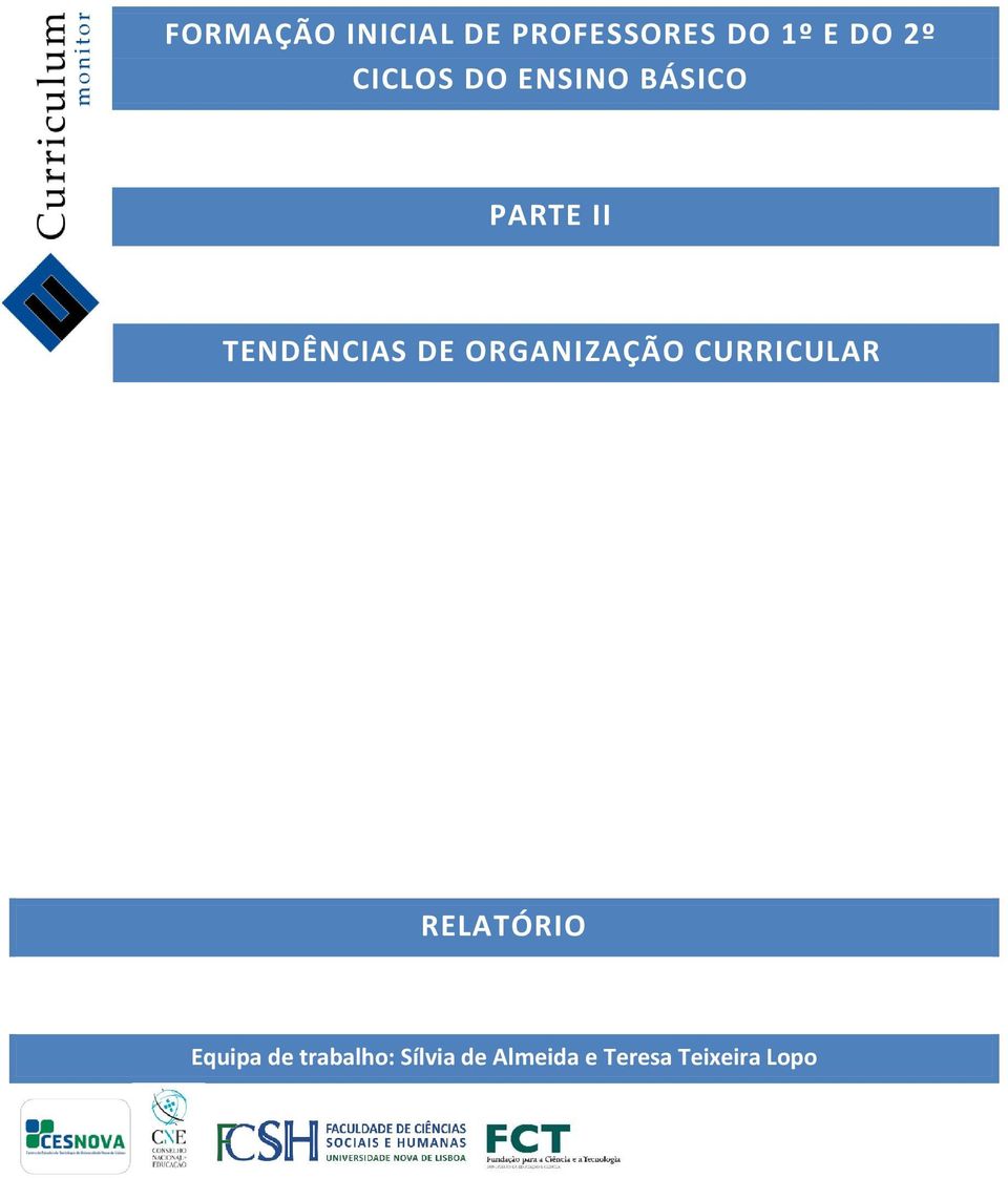 ORGANIZAÇÃO CURRICULAR RELATÓRIO Equipa de