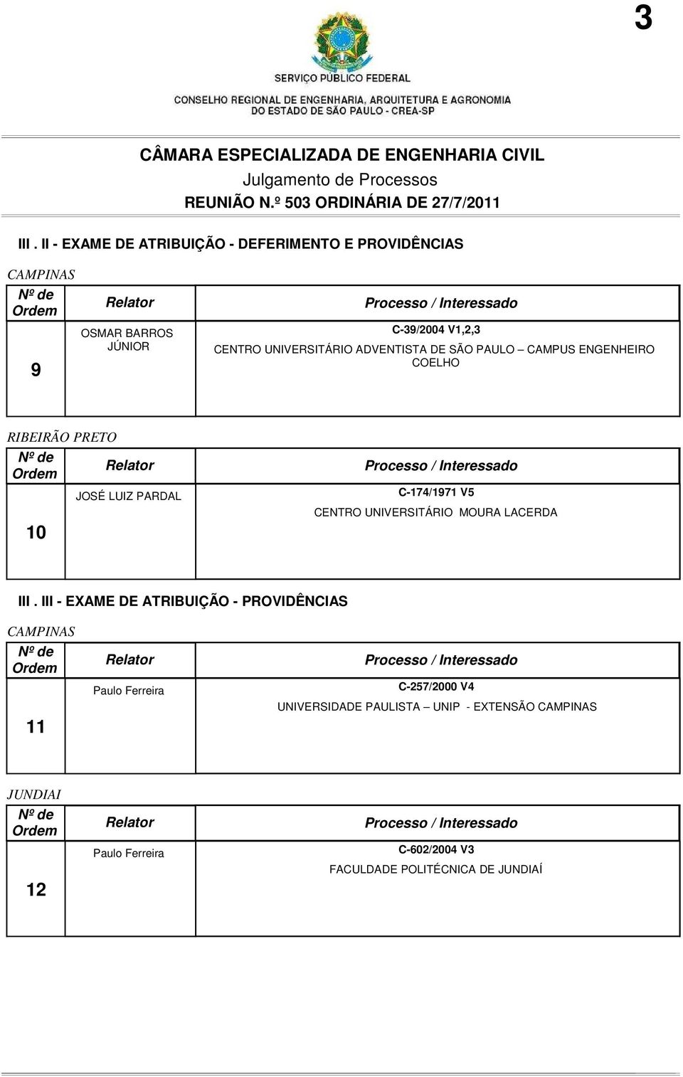 UNIVERSITÁRIO ADVENTISTA DE SÃO PAULO CAMPUS ENGENHEIRO COELHO RIBEIRÃO PRETO 10 C-174/1971 V5 CENTRO