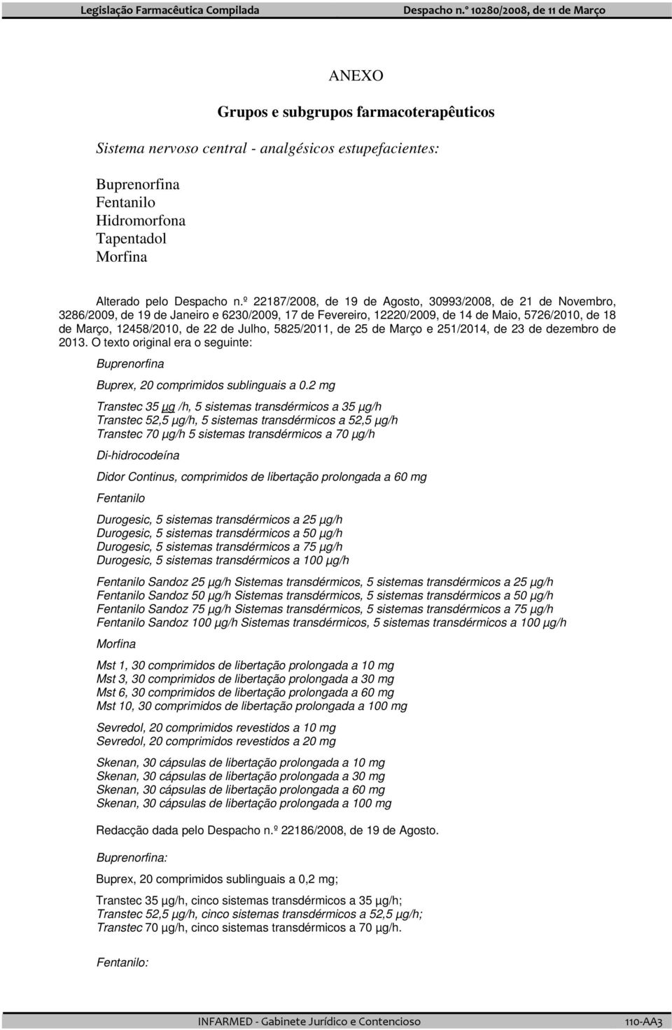 Julho, 5825/2011, de 25 de Março e 251/2014, de 23 de dezembro de 2013. O texto original era o seguinte: Buprenorfina Buprex, 20 comprimidos sublinguais a 0.