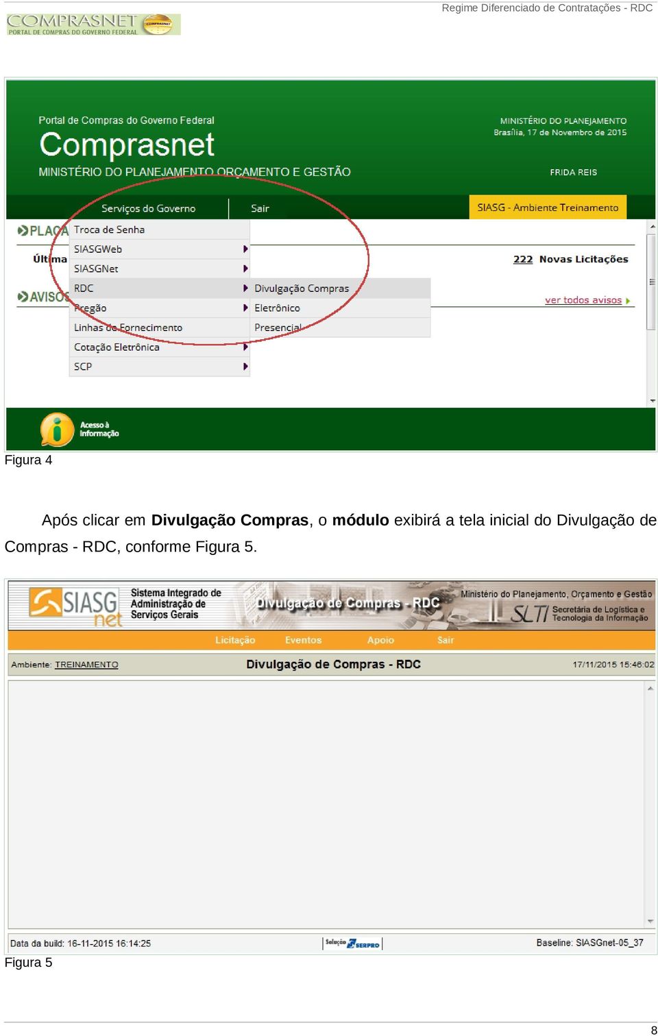 inicial do Divulgação de Compras -