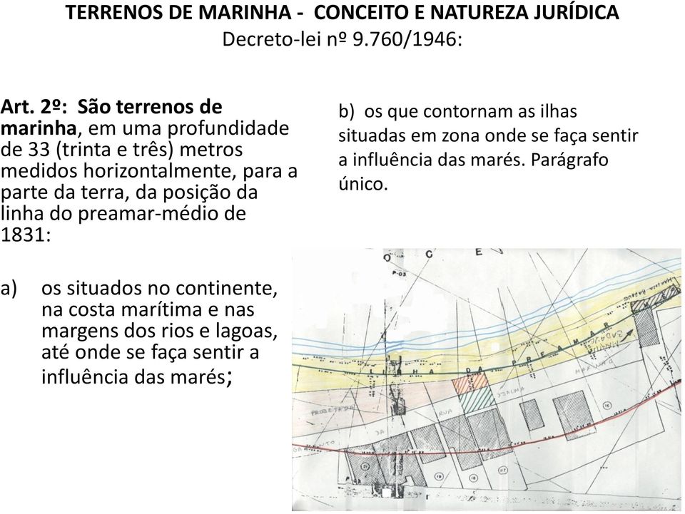 terra, da posição da linha do preamar-médio de 1831: b) os que contornam as ilhas situadas em zona onde se faça sentir a