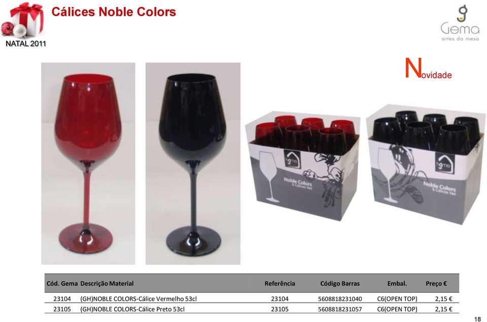 Preço 23104 (GH)NOBLE COLORS-Cálice Vermelho 53cl 23104