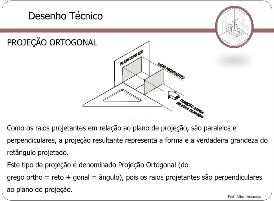 grandeza do retângulo projetado.