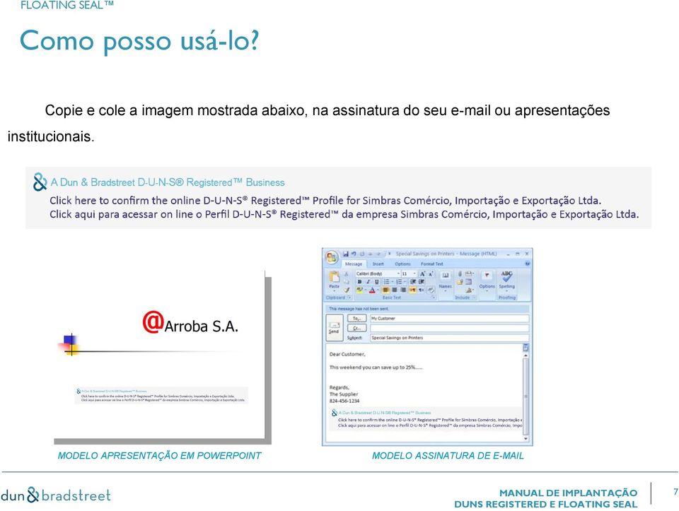 e-mail ou apresentações institucionais.