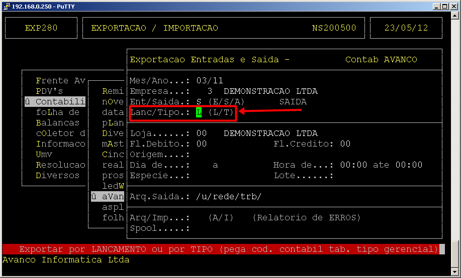 11 5.1- Contabilizando Notas Fiscais/ Cupons Fiscais a partir do Livro Fiscal_ Para acessar essa rotina siga o seguinte caminho: Exportar/ Importar Arquivo Contabilidade Avanço Informatica Entradas e