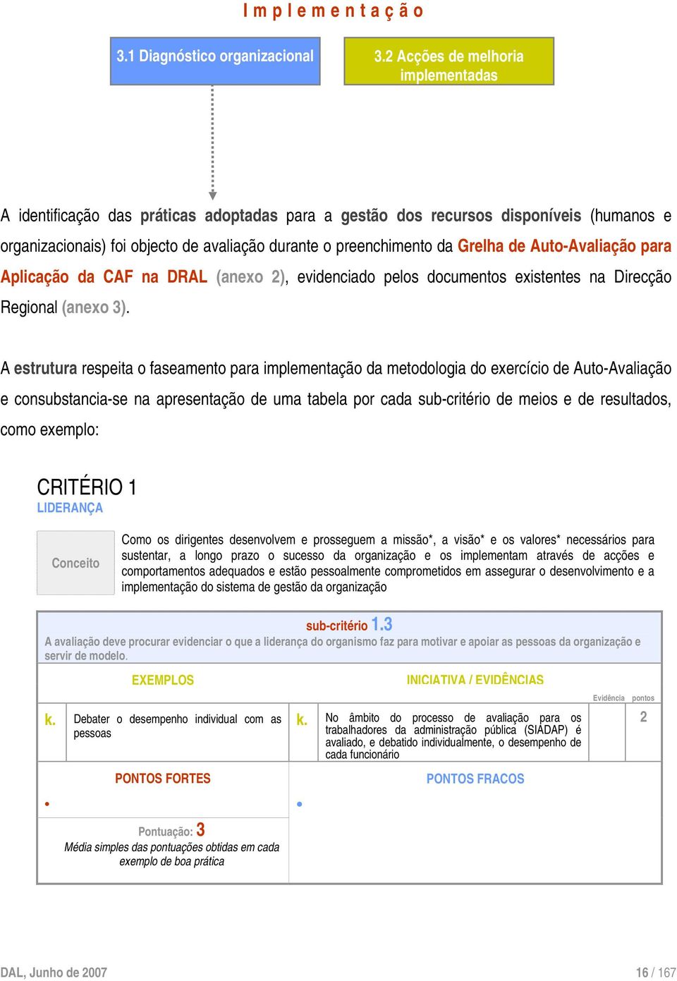de Auto-Avaliação para Aplicação da CAF na DRAL (anexo 2), evidenciado pelos documentos existentes na Direcção Regional (anexo 3).